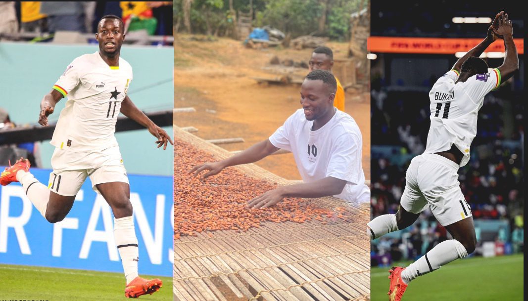 Ghana Black Stars player Osman Bukari helps parents in cocoa farm on return to Ghana