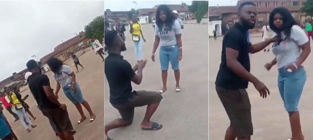 Nigeria Man Beats Up His Girlfriend For Saying NO To His Marriage Proposal In Public