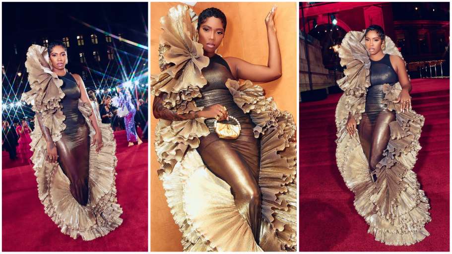 Tiwa Savage turns heads with her eye-catching outfit to British Fashion Awards (video)
