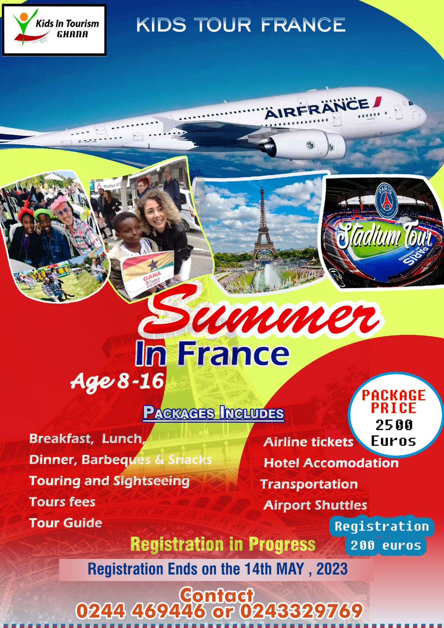 Kids in Tourism Ghana “Kids Tour France” schedule for June 2023