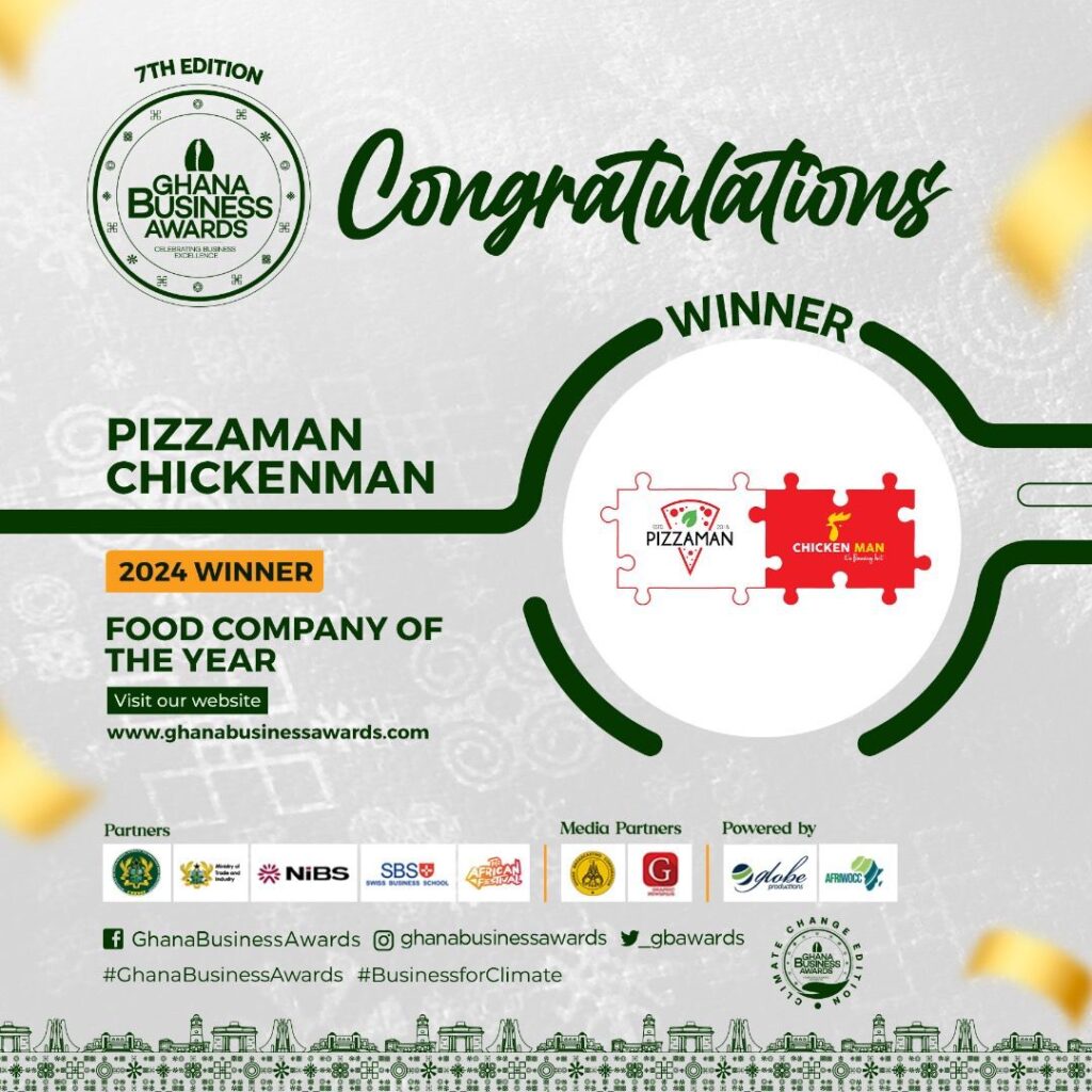 Pizzaman Chickenman Crowned Food Brand of the Year at the Ghana Business Awards 2024